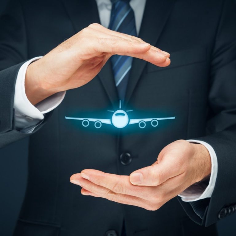 virtuelles Flugzeug wird sicher in Händen gehalten